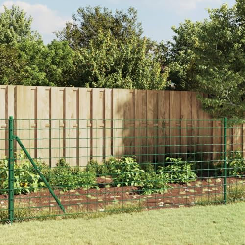 IKAYAA Maschendrahtzaun Komplett Set 1 x 10 m Gartenzaun-Set Gitterzaun Zaunset Gartenzaun Komplettset Drahtzaun Weidezaun Maschendrahtzaun Grün#88