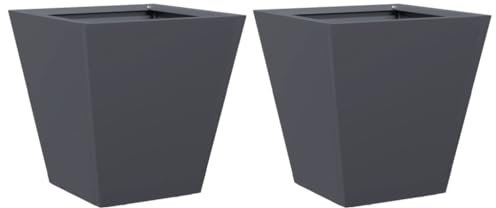vidaXL Garden Planters Outdoor Flower Pot Planter Box Anthracite 2 pcs Steel - 30x30x30 cm - Rust-Resistant and Hard-Wearing - For Gardens, Balconies, Patios