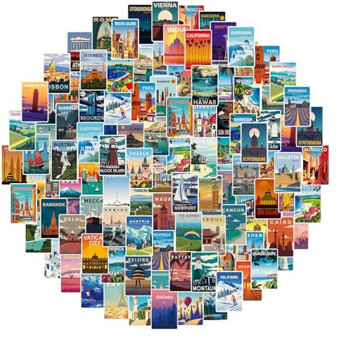 108pcs Vintage Stickers Pack Landscape Stickers Aesthetic, Stickers for Laptop, Phone, Water Bottles, Scrapbook Decal DIY Decor
