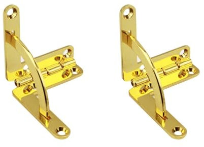2 Pcs Support Spring Hinges, Concealable Quadrant Hinges 90 Degree Wooden Case Fittings for Cabinet, Watch Box, Jewelry Box (Gold)
