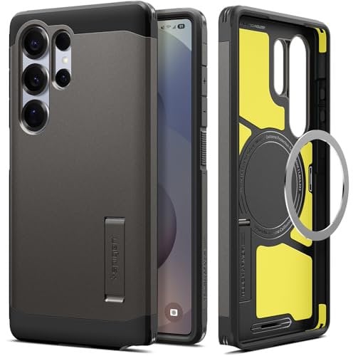 Spigen Tough Armor (AI) MagFit Hülle für Samsung Galaxy S25 Ultra, Kompatibel mit MagSafe -Gunmetal