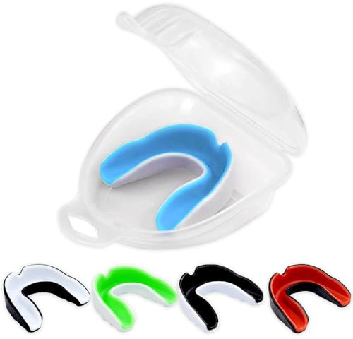 BNGXR Sport Zahnschutz, 5 Stück Sport Mundschutz Erwachsene und Kinder, mit Mundschutz Kasten, Mundschutz Anpassbar, für Alle Vollkontakt-Sportarten, Kampfsport, Boxen, MMA, Taekwondo, Rugby