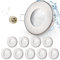 GeyouLux 10er set Einbaustrahler Rahmen IP65 inkl GU10 Fassung, LED Spot Eisen Gebürstetes Nickel Badezimmer Einbaurahmen Rund Flach Einbauspots Spots 68mm lochmass für Aussen- Innen