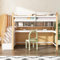 KecDuey Kinderhochbett 90x200cm mit Stauraumtreppe,Jungenbett aus Kiefernholz, Etagenbett, Kinderbett mit großen Schreibtisch und Regalen, Umweltfreundliche Farben (Natur)