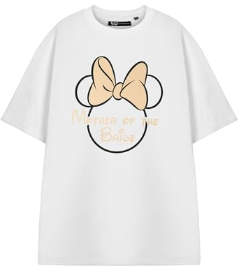 Disney Mother of The Bride Hen Party Womens White Short-Sleeved T-Shirt | Magical Graphic Tee Princess Theme Shirt for Women | Bride Squad Apparel Fans