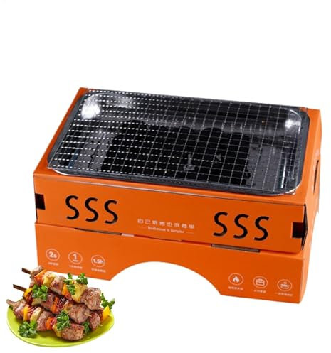 Tyinerc Camping BBQ Grill tragbar, Edelstahl Tischgrill Holzkohle,Tragbarer Grill aus Edelstahl für 1–3 Personen | Klappbares Outdoor-Picknick-Grillgerät für Fleisch, Garnelen, Fisch