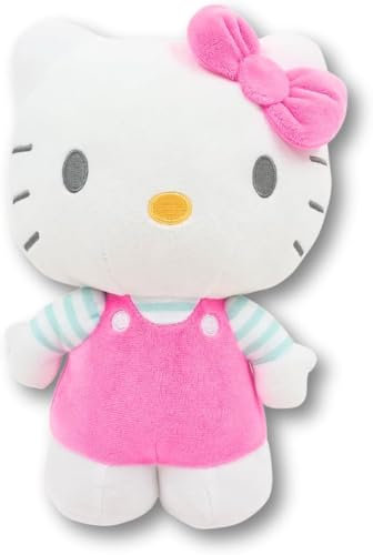 Peluche oficial de Hello Kitty, vestido rosa grande de pie de 40 cm, perfecto para coleccionistas fanáticos, regalos, peluches, regalos para niñas