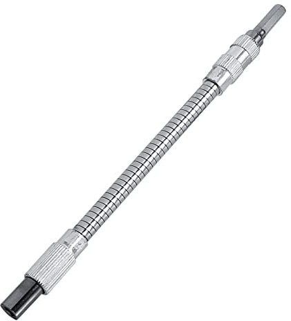 Screwdriver Bit Holder with Flexible Shaft Extension, 1/4 Inch, and Portable Metal Material, Twist and Turn to Tight Spaces, Hold Fasteners Securely, Suitable for Cordless Drills