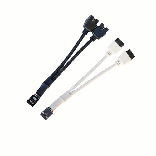 USB Header Splitter, 9Pin USB 2.0 Female to Dual 9Pin Male Extension Cable for Computer Internal Motherboard, 2-Port USB Header Splitter for Additional USB Connections, Compatible with Windows & Mac