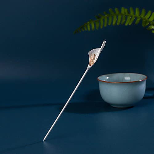 RAGOPILEN Haarstäbchen, Haar-Essstäbchen, 2 Stück, Damen-Haarstäbchen for langes Haar, einfache Blumenhaar-Essstäbchen, Calla-Lilien-Haarschmuck, Haarnadel for Dutts, Gold(Silver)