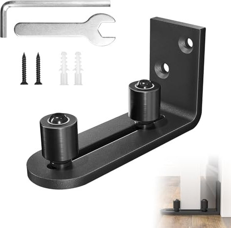 Guida per Porta Scorrevole, Guida a Pavimento Per Porta Scorrevole Guida Del Pavimento a Rullo Guida a Pavimento Regolabile per Porte di Fienile, Porte Scorrevoli (Nero X 1)