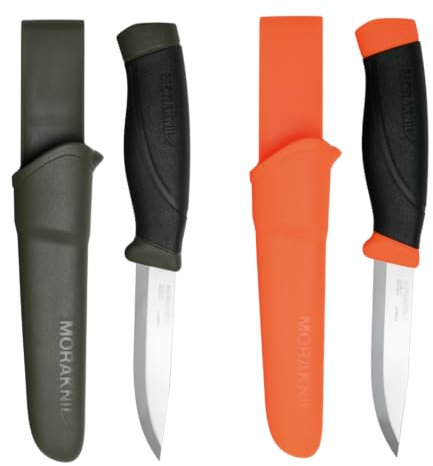Morakniv Outdoor Messer mit Scheide - 2-Pack Grün/Orange - Mora Companion HeavyDuty C - 3,2 mm - Jagdmesser Feststehende Klinge aus Kohlenstoffstahl - Hergestellt in Schweden - Survival Messer