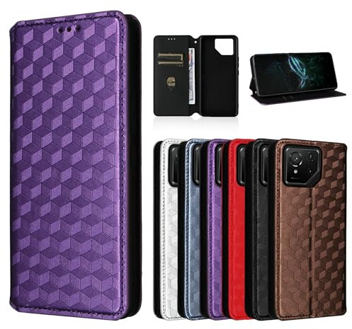 Lucyliy Compatible con Shell ASUS ROG Phone 9/ASUS ROG Phone 9 Pro Funda para móvil Funda de Cuero PU Purple