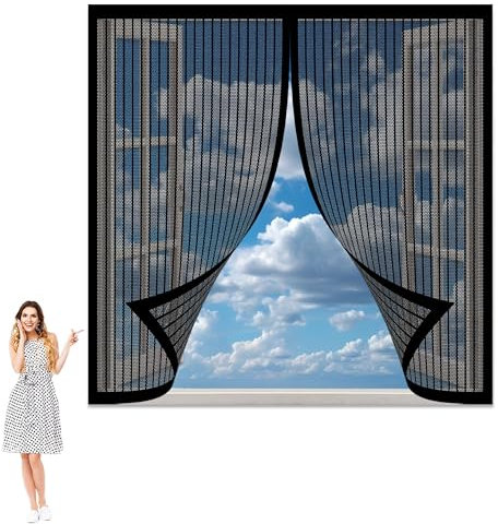 Zanzariera per Finestra Roulotte 100 x 170 cm Tenda Anti-Insetti Zanzare Traspirante Anti Zanzare Insetti per Tutti Terrazza Porte e Finestre, Nero