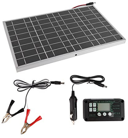 30W Solar Panel Kit Polycrystalline Silicon Solar Panel with 40A Controller for Car RV Marine Boat