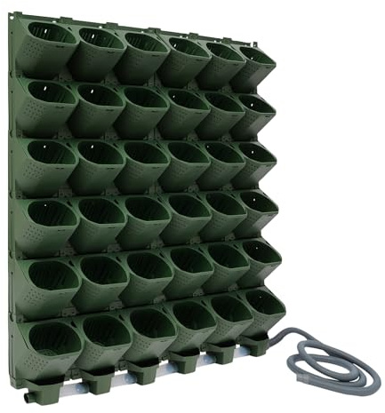 Maceta vertical colgante de pared, bolsas colgantes, sistema automático de riego de pared, 36 bolsillos, maceta vertical para jardín, para terrazas, balcones, 100 x 118,5 cm (verde)