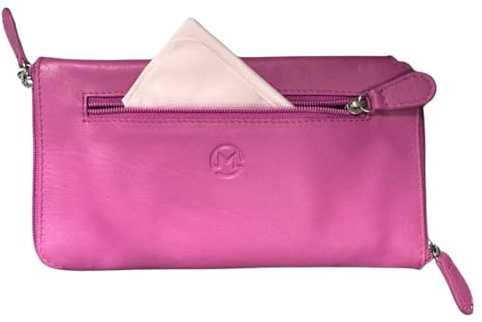 Mala Leather Double Zipped Glasses Case Holds 2 Pairs of Glasses – Genuine Soft Leather with Cleaning Cloth & Front Zip Pocket – 19 × 10 × 2 cm – Vision Care