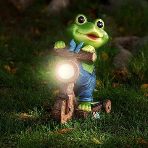 Cuteefun Statue Solaire Exterieur Jardin, Déco Jardin Grenouille Skateboard