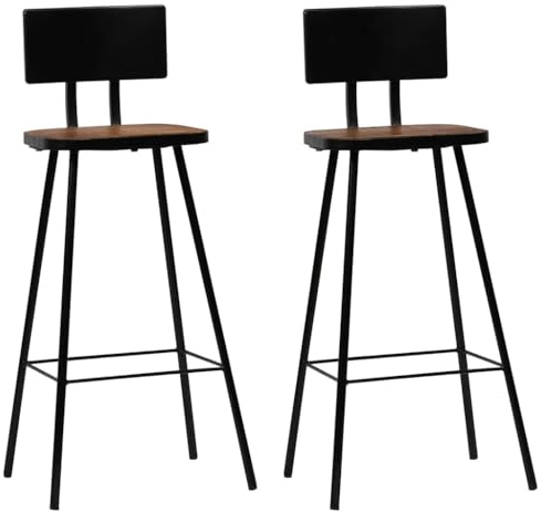 Tonture Barhocker 2 STK., Massives Altholz, 45x36x99 cm, Industriedesign, Poliert Lackiert, für Küche, Esszimmer, Tresen, Theke