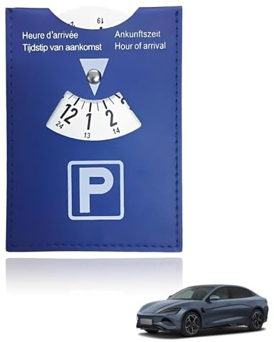 GRETY Luxus Parkscheibe Maxi aus weichem Kunstleder, Soft-Touch, für Auto, Motorrad, Wohnmobil, 10 x 13cm, Blau