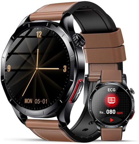 Lgnitek 2026 Neu Smartwatch Herren mit EKG/HRV/BMI/Blutdruckmessung/Harnsäure, 1,43 AMOLED Gesundheitsuhr mit 24H Blutdruck SpO2 Herzfrequenz Schlafmonitor SOS-Notruf Fitnessuhr Android/iOS