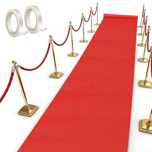 YuLiMirich Roter Teppich Läufer Teppich Eventteppich Hochzeitsteppich VIP Event Teppich Rutschfester Red Carpet Empfangsteppich mit Band für Hochzeit Party Flur 1 x 10 m