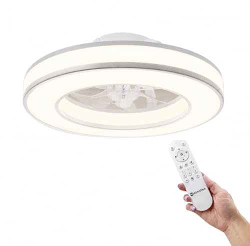 IluminaShop - Ventilador Techo con Luz LED Venzi, Motor DC Silencioso, Luz Regulable 3000K-6000K, 6 Velocidades, Mando a Distancia, Temporizador, Aspas Retráctiles y Función Invierno/Verano