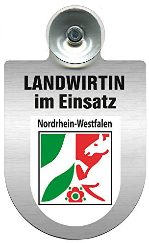 Einsatzschild Windschutzscheibe incl. Saugnapf - Landwirtin im Einsatz - 309738- Regionen nach Wahl Farbe Region Nordrhein-Westfalen