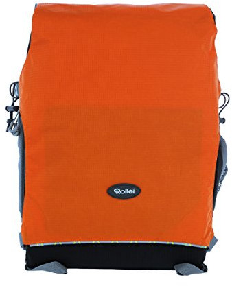 Rollei Traveler Fotorucksack Canyon M - Outdoor Fotorucksack (Daypack), inkl. separatem Einsatz für die Kameraausrüstung, Stativhalterung und Laptopfach - Größe M (25 L) - Sunrise (Grau/Orange)