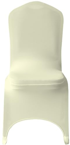 WedDecor 1pcs Ivory Wedding Chair Covers Spandex Stretch Slipcovers | Universal Removable Washable Arched Front Dining Chair Protector for Wedding Banquet Hotel Christmas Party Decoration