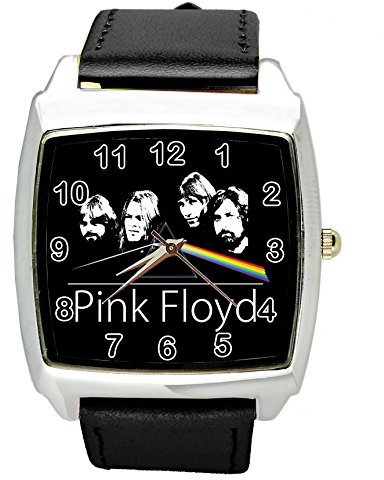taport® Armbanduhr Dark Side Of The Moon quadratisch QUARZ schwarz Echt Leder Band + Gratis Ersatz Batterie + Gratis Geschenkverpackung