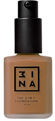 3INA MAKEUP - Vegan - The 3 in 1 Foundation 222 - Mahagoni - Grundiert und kaschiert - Foundation mit mittlerer bis hoher Deckkraft - Langlebige Formel - SPF15 - Matte Finish - Cruelty Free