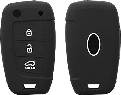 kwmobile Autoschlüssel Silikon Hülle kompatibel mit Hyundai 3-Tasten Klappschlüssel Autoschlüssel - Schlüsselhülle in Schwarz