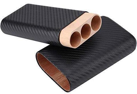 Garosa 3 Tube Black Cigar Humidor Holz Zigarre Box tragbare Zigarrenschachtel Zedernholz & echtes Leder Zigarrenschachtel für zu Hause und unterwegs