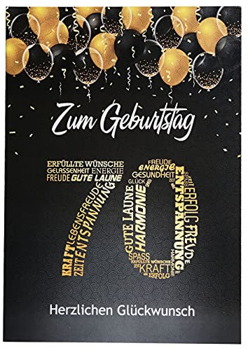 Libetui Cards Elegante Glückwunschkarte 70. Geburtstag Geburtstagskarte 70 Karte Zahl 70 Schwarz Gold Geschenkkarte 70 Jahre