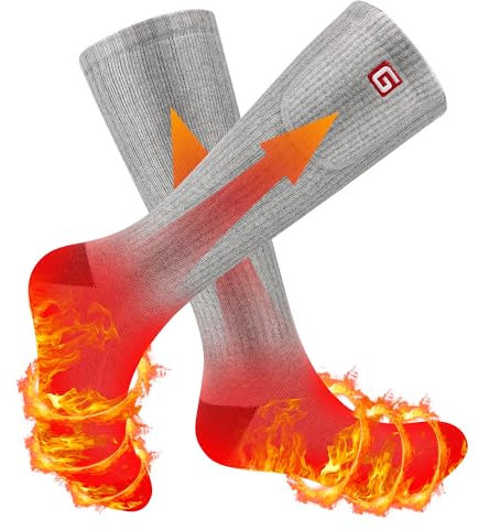Calcetines calefactables Svpro para Hombres Mujeres 4000mAh Calcetines eléctricos Recargables con batería 3 ajustes de Calor para Deportes de Invierno Esquí, Caza, Senderismo, equitación