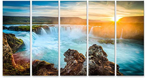 islandburner Bild auf Leinwand Godafoss Wasserfall Bilder Wandbilder Poster