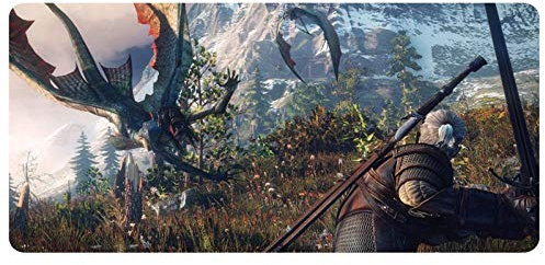 ITBT Witcher 3 Tappetino Mouse Gaming, Grande Anime Mouse Pad XXL 900x400mm Confortevole, Lavabile, 3mm Antiscivolo Tappetino Scrivania Supporto per Ufficio Computer, Adatto per Computer e PC, A
