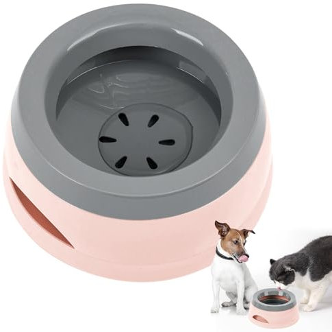 Qianyou 750ML Gamelle Anti Glouton, Accessoire Chien Chat de Base en Plastique en Voyage, Anti Débordement, Eclaboussure Goutte Amovible Portable Distributeur Eau pour Pet Lapin Chiens, Rose