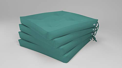 Rollmayer 4er Set Stuhlkissen mit Steppung Stuhlauflage Sitzkissen Sitzpolster Auflage für Stühle in Haus und Garten Kollektion Vivid (Türkis 17, 40x40x4cm)