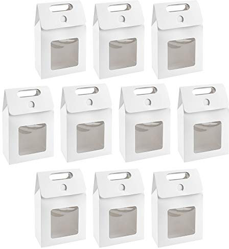 Ideen mit Herz Geschenkboxen mit Sichtfenster | Design 3 | 15 cm x 5,5 cm x 9,5 cm | 250 g/m² | weiß | 10 Stück