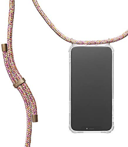 KNOK Chaîne de téléphone Portable Compatible avec Apple iPhone 12 / iPhone 12 Pro – Coque en Silicone avec Cordon – Étui de Protection pour Smartphone – Étui Transparent avec Cordon