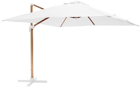 Oviala Parasol déporté carré 3x3m Effet Bois écru