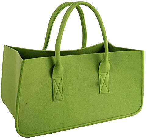 Close Up Filztasche Kaminholz Grün Tragetasche, Felt Bag, aus robustem Polyesterfilz, mit Henkel (Moosgrün/hellgrün)