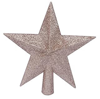 YYCRAFT Weihnachtsbaumspitze mit Glitzerstern, 25,4 cm, champagnerfarben