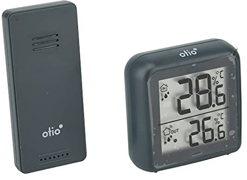 Thermomètre hygromètre gris avec capteur sans fil - Otio