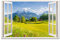 Advertising & Displays Werbecenter Berlin Leinwandbild mit Fensterblick - Alpenblick 120 x 80 cm - Keilrahmen mit Druck