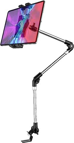 woleyi Sitzschiene Tablet Halterung für Auto/LKW, Autositzschiene Boden iPad Halter mit Aluminium Langarm, KFZ Sitz Bolzen Ständer für iPad Pro Air Mini, Galaxy Tabs, Handys (4-12.9)