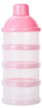 Herbests Baby Milchpulverbox 4 Schicht Stapelbare Milchpulverspender Tragbare Milchpulver Portionierer Kasten Aufbewahrungsbox Luftdichte Snackbox Vorratsbehälter für Reise im Freien/Nachtzeit Rosa