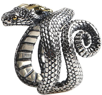 ForFox Vintage Echt 925 Sterling Silber Schlangen Ring Schlangenring Schmuck für Herren Damen Offen und Verstellbar